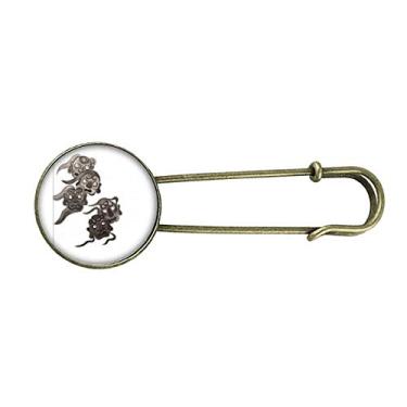 Imagem de Estilo de tinta chinesa cinco duendes monstros retrô metal broche broche broche clipe jóias