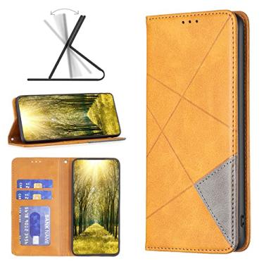 Imagem de Capas de telefone com slots de cartão de luxo Samsung Galaxy A14 5G capa de couro magnética para negócios clipe de carteira à prova de choque capa de telefone Samsung A14 5G capas (amarelo, Samsung A14 5G)