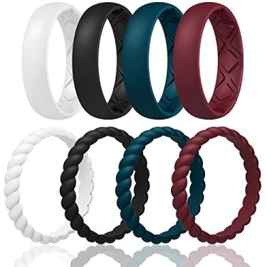 Imagem de Egnaro Alianças de casamento de silicone, anel de borracha de silicone respirável com design ergonômico e arco interno para mulheres, 7.5-8(18.1mm), silicone, Sem pedras preciosas