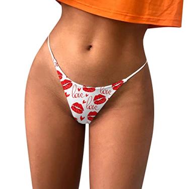 Imagem de Calcinha confortável macia fio dental costas em T cintura baixa calcinha feminina sexy nvisible Hipster Underwear (vermelho, P)