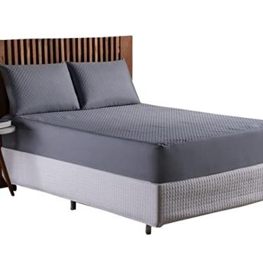 Imagem de Kit Protetor Impermeável de Colchão - Capa Impermeável + Porta-Travesseiros. (Cinza, Queen)