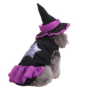 Imagem de Fantasias de Halloween para cães da com chapéu para festas de Halloween, eventos especiais, de cachorrinho, acessórios de Halloween - tamanho P