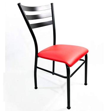 Imagem de Cadeira de COZINHA com reforço preta assento vermelho - Poltronas do Sul