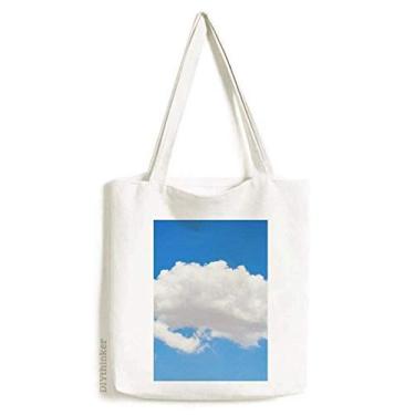 Imagem de Bolsa de lona azul céu sol nuvens brancas bolsa de compras casual bolsa de mão