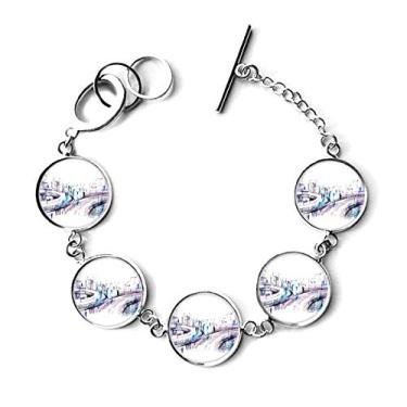 Imagem de DIYthinker Bracelete com corrente de arranha-céus de construção moderna