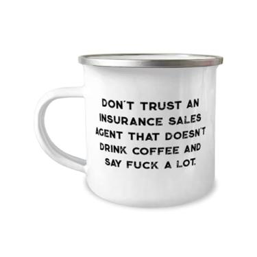 Imagem de Não confie em um agente de vendas de seguros que não bebe. Caneca de camper de 355 ml, agente de vendas de seguros, exclusiva para agente de vendas de seguros