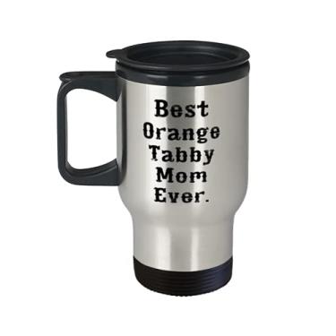 Imagem de Caneca de viagem Best Orange Tabby Mom Ever. Caneca de viagem laranja com tampa, Inspire s para gato laranja