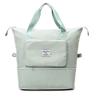Imagem de Bolsa de viagem dobr�vel de grande capacidade, bolsa de viagem com separa��o molhada e seca, Verde, 1