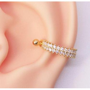 Imagem de Piercing Conch Folheado Com Duas Fileiras De Zircônias - Eu Curto Aces