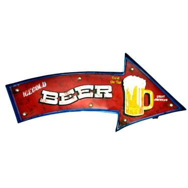 Imagem de Placa Led Retrô Seta Beer