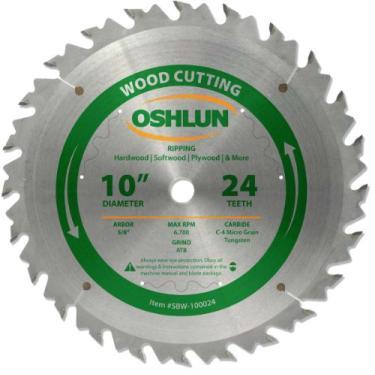Imagem de Oshlun SBW-100024 Lâmina de serra ATB de 25 cm (10 polegadas), 24 dentes, com mandril de 15 mm (5/8 polegada)
