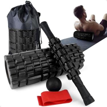 Imagem de Kit Completo 4x1 Lorben Rolo de Massagem Bastão Miosfascial Bola Lacrosse Faixa Elástic...