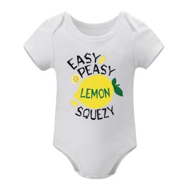 Imagem de SHUYINICE Macacão infantil engraçado para meninos e meninas, macacão premium para recém-nascidos, macacão fácil de apertar limão, Branco, 6-9 Months