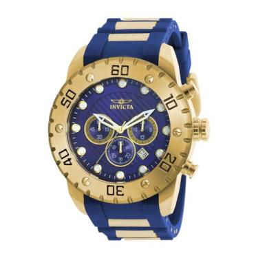 Imagem de Relógio masculino Invicta Pro Diver a quartzo, aço inoxidável com pulseira de poliuretano, azul, 25 (modelo: 20280)