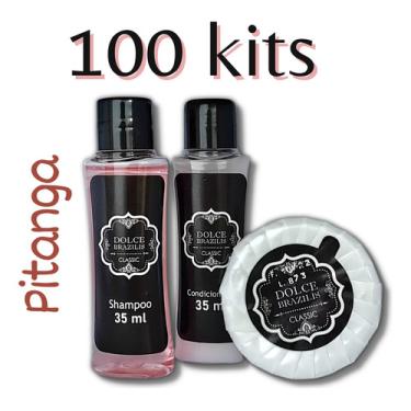 Imagem de 100 Kits Sabonete Shampoo E Condicionador 35 Ml Hotel Frasco