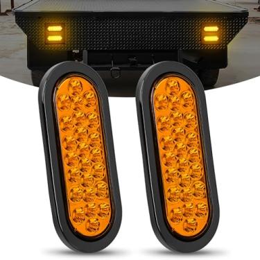Imagem de Nilight Luz traseira oval de 15 cm, 2 peças, âmbar 24 LEDs, luz de seta com ilhós embutidos, plugues IP67 à prova d'água para caminhões de 12 V ATV UTV, trailer, ônibus, trailer, trailer, trailer,