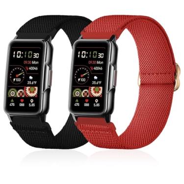 Imagem de Lzwldan Pacote com 2 pulseiras de relógio de nylon elástico compatíveis com relógio inteligente Mindrose H80 de 3,7 cm, pulseiras elásticas macias para relógio Mindrose H80 Fitness Trackers IP68 para