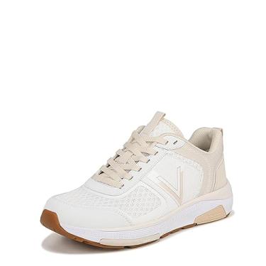 Imagem de Vionic Tênis feminino Walk Strider – Tênis de caminhada de desempenho de suporte que inclui palmilha ortopédica VIO Motion Technology com suporte de arco embutido, ajuda a dor no calcanhar, fascite plantar, Branco/creme, 9.5