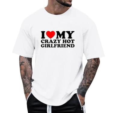 Imagem de Camiseta masculina "I Love My Hot Latina Girlfriend" de algodão para o dia dos namorados de verão pesada para namorada, 02 - Branco, P