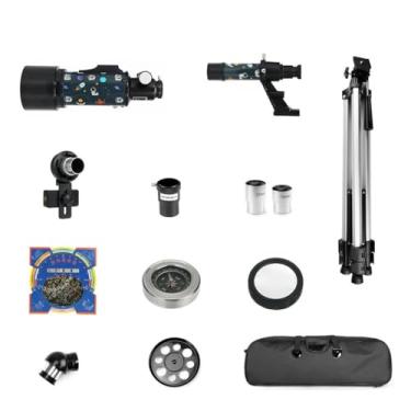 Imagem de Telescópio astronômico 120X 70 mm HD tripé portátil de alta potência, visão noturna, espaço profundo, visão de estrelas, lua e universo