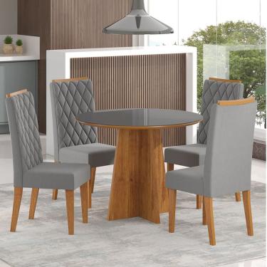 Imagem de Mesa de Jantar Redonda Keti Com 4 Cadeiras Iza Cobre/Cinza/ Vd Grafite - Casa Giulia