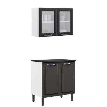 Imagem de Paneleiro Itatiaia em Aço Grafite 4 Portas 2 Vidros New Premium