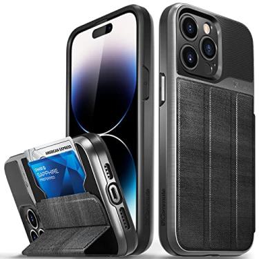 Imagem de VENA Capa carteira vCommute compatível com Apple iPhone 14 Pro Max (6,7 polegadas) (proteção contra quedas de grau militar) capa flip de couro com compartimento para cartão com suporte - ardósia preta