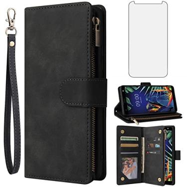 Imagem de Asuwish Capa carteira compatível com LG K40/K12 Plus/X4 2019/Solo LTE/Xpression Plus 2/Harmony 3 e protetor de tela de vidro temperado, capa flip para celular LGK40 K 40 40K L423DL LMX420 preta