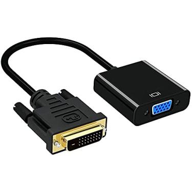 Imagem de QIANRENON Adaptador DVI-D para VGA Dual Link 24+1 macho para VGA fêmea adaptador de cabo de extensão de vídeo 1080p para conectar sistemas DVI-D a monitores VGA preto 9,8 pol (25 cm)