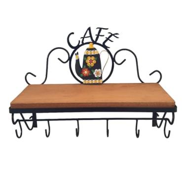 Imagem de Prateleira Rústica para Cantinho do Café feita em Ferro e Madeira