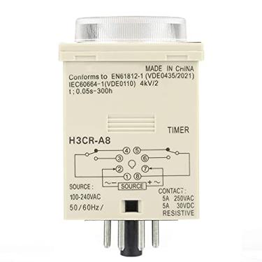Imagem de Relé Temporizador de Atraso, Módulo de relé Temporizador de Atraso H3CR- 1.2S-300H Relé de Tempo de Controle de Botão 8 Pinos 100-240VAC 100-125VDC