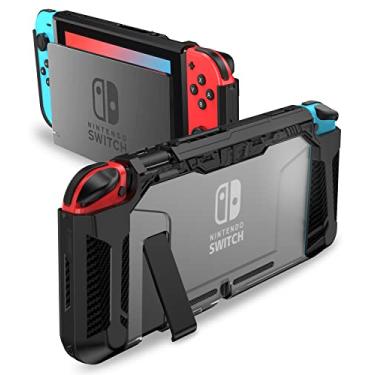 Imagem de PiMivco Capa protetora para Nintendo Switch 2017, capa encaixável compatível com Nintendo Switch, capa de TPU com absorção de choque e design antiarranhões (preto)