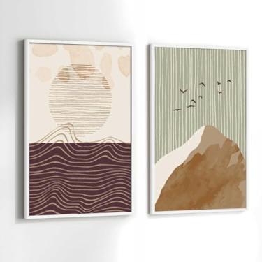 Imagem de Conjunto Quadros Decorativos com Moldura Arte Minimalista Terracota Kit 2 Quadros 90x60 Decoração