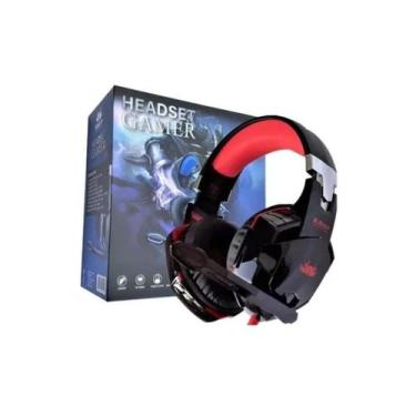 Imagem de Headset fone gamer com microfone e led p3 - kp-455a vermelho
