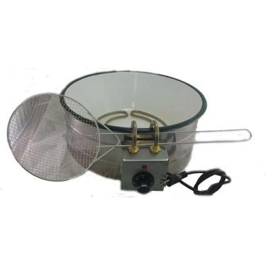 Imagem de Fritadeira Elétrica 7L Esmalte Branco com Escumadeira 110V - Distak