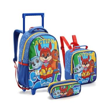 Imagem de Mochila Rodinha Kit Seanite 41424 Action Dog, Azul