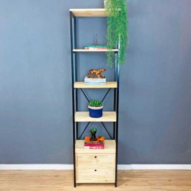 Imagem de Estante Style de Ferro e Madeira Slim 6 Prateleiras Industrial com 1 G