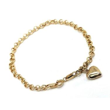 Imagem de Pulseira de ouro 18 k Elo Português com Pingente coração - Elegancy Jo