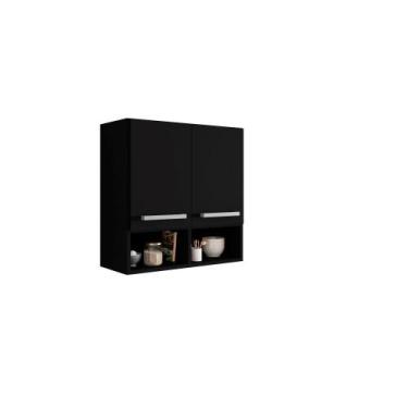 Imagem de Armario Suspenso de Parede Preto Argélia Brienza Movelaria - Casa Mobi