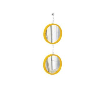 Imagem de  Espelho Decorativo Duplo Amarelo Alça Corrente 20 cm e 20 cm Redondo 