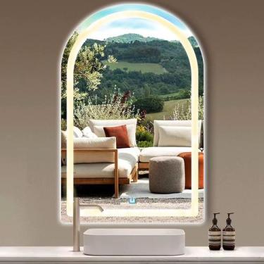 Imagem de Espelho jateado arco iluminado com led quente touch 100x80cm - Woodgla