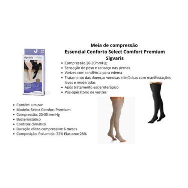 Imagem de Meia Sigvaris 20-30 Mmhg 7/8 862 Ponteira Fechada Preto P2
