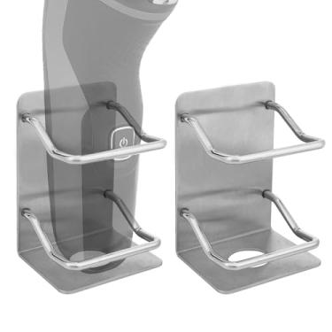 Imagem de Linkidea 2 pacotes de suporte de barbeador elétrico de aço inoxidável, suporte masculino para barbeador elétrico para chuveiro, organizador de barbeador de banheiro compatível com Braun Series 5,