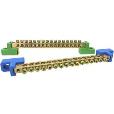 Imagem de Kit 2 Barramentos Universal Neutro + Terra Terminal Barra Borne com 16