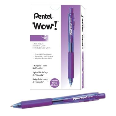 Imagem de Pentel Uau! Caneta esferográfica retrátil, linha média (1,0 mm), tinta violeta, caixa com 12 (BK440-V)