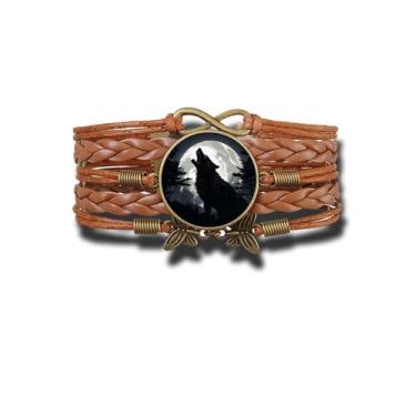 Imagem de Pulseira Feminina Lobo Uiva para a Lua Cheia Ajustável - RECANTO ASTRA