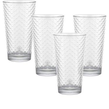 Imagem de Circleware Paragon Conjunto de 4 copos altos com base pesada para bebidas e chá gelado, copos de vidro para água, suco, cerveja e bar, 450 ml, 4 peças