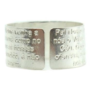Imagem de Anel Ajustável Aro 20a30 Oração Pai Nosso Prata Legitima 925 - Lojas L