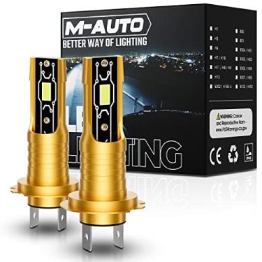 Imagem de M-AUTO Lâmpadas LED H7, 3600LM 6500K Branco Frio, 1:1 Farol de LED Tamanho Mini Luzes Diurnas para Substituição de Halogênio, Sem Necessário Adaptador, Pacote com 2