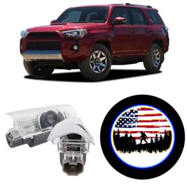Imagem de akarin 2 peças de luzes LED com logotipo de porta de carro compatíveis com 4Runner 2010-presente, projetor de cortesia a laser, lâmpada de poça, fácil instalação, acessórios de carro (bandeira